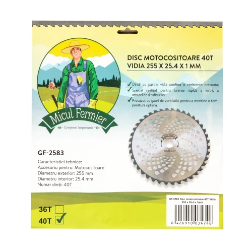 Disc motocositoare 40T Vidia 255 x 25.4 x 1mm