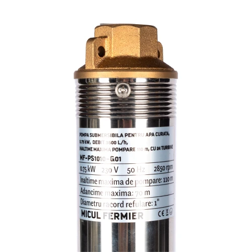 Pompa submersibila pentru apa curata Micul Fermier, 0.75KW, debit 3600l/h, inaltime maxima pompare 110m, 24 turbine