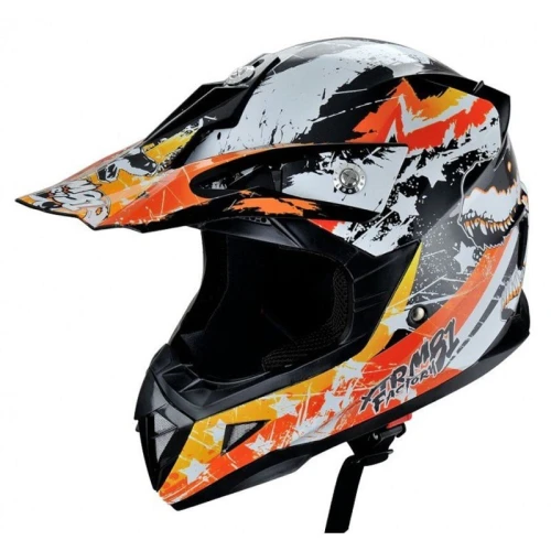 Casca moto ATV integrala HECHT 53915L, design mozaic, material ABS, marime L 59-60 cm, portocaliu