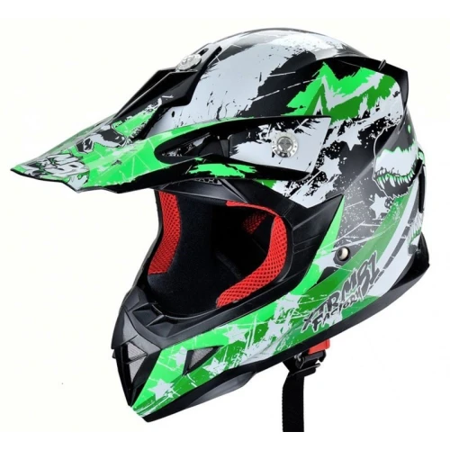 Casca moto ATV integrala HECHT 54915L, design mozaic, material ABS, marime L 59-60 cm, verde