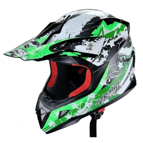 Casca moto ATV integrala HECHT 54915M, design mozaic, material ABS, marime M 57-58 cm, verde