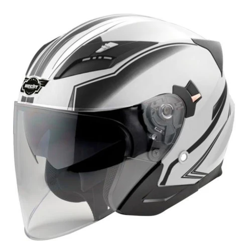 Casca moto scuter HECHT 51627L, design modern, alb-negru, marimea L 59-60 cm
