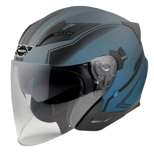 Casca moto scuter HECHT 52627S, design modern, bluemarin-negru, marimea S 55-56 cm