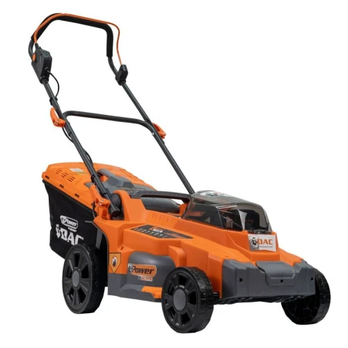 Masina de tuns gazon pe acumulator RURIS DAC 3744e, latime taiere 370 mm, inaltime de lucru 25-75 mm, cu acumulator Li-Ion 2 x 20 V 4 Ah, incarcator