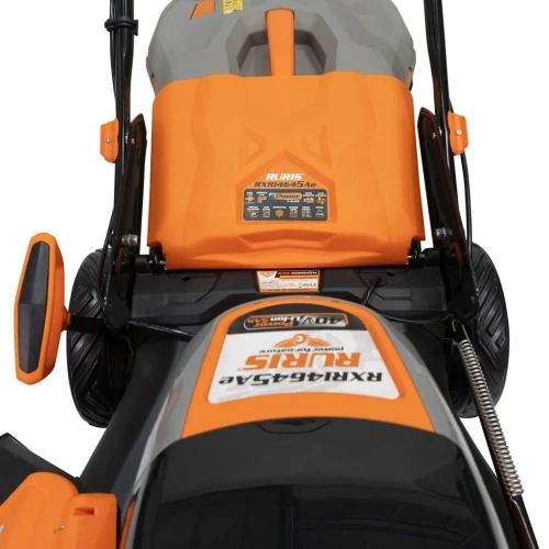Masina de tuns gazon pe acumulator RURIS RXI RXRI4645Ae, latime taiere 460 mm, inaltime de lucru 25-80 mm, cu acumulator Li-Ion 20 V 5 Ah, incarcator