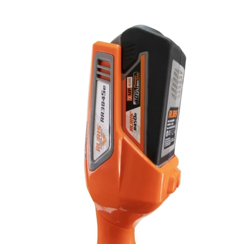 Motocoasa electrica pe acumulator RURIS RR 3845e, 200 Wh, diametru taiere cu fir 380 mm, cu cutit metalic 255 mm, fara acumulator, fara incarcator