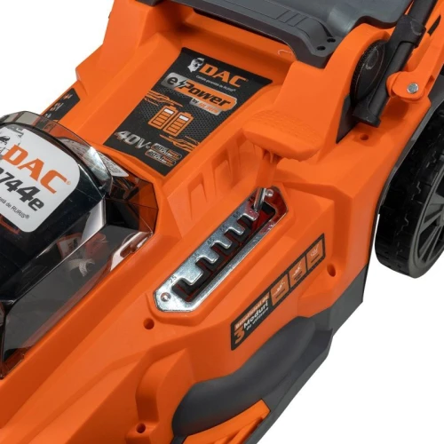 Masina de tuns gazon pe acumulator RURIS DAC 3744e, latime taiere 370 mm, inaltime de lucru 25-75 mm, cu acumulator Li-Ion 2 x 20 V 4 Ah, incarcator