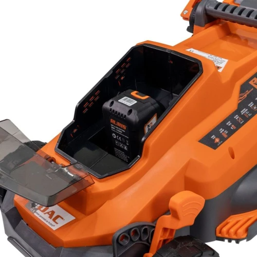 Masina de tuns gazon pe acumulator RURIS DAC 3324e, latime taiere 330 mm, inaltime de lucru 25-75 mm, cu acumulator Li-Ion 20 V 4 Ah, incarcator