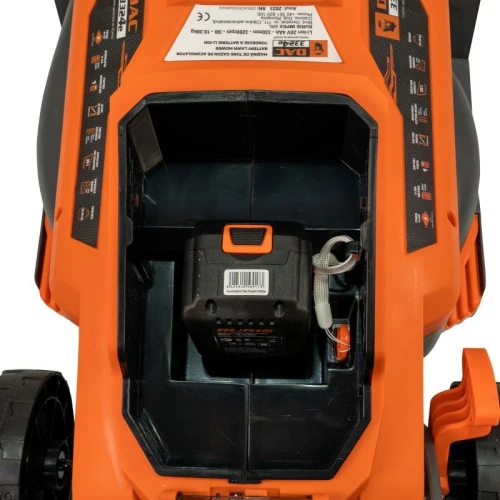 Masina de tuns gazon pe acumulator RURIS DAC 3324e, latime taiere 330 mm, inaltime de lucru 25-75 mm, cu acumulator Li-Ion 20 V 4 Ah, incarcator