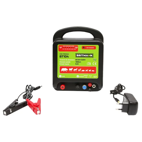 Aparat generator de impulsuri DC 12/220V, 6.5 Joule 100km pentru gard electric BRITMANN
