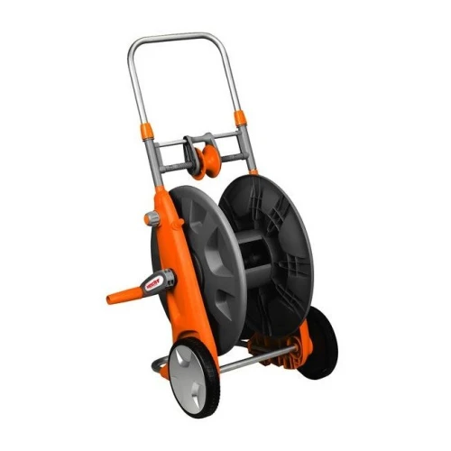 Carucior cu tambur pentru furtun HECHT 00638, maner telescopic, cu roti, lungime maxima furtun 100 m, racord 1/2 inch