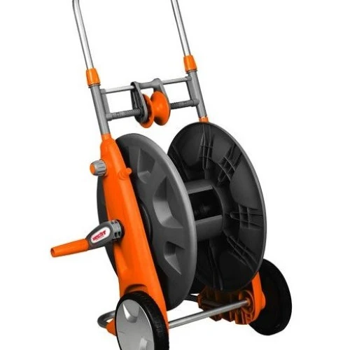 Carucior cu tambur pentru furtun HECHT 00638, maner telescopic, cu roti, lungime maxima furtun 100 m, racord 1/2 inch