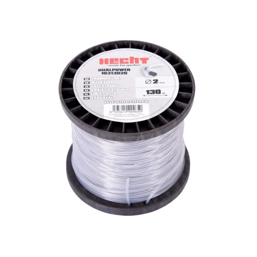 Fir rotund trimmer, 2 mm x 130 m, insertie metalica, rezistent la rupere si supraincalzire, Hecht 10313020