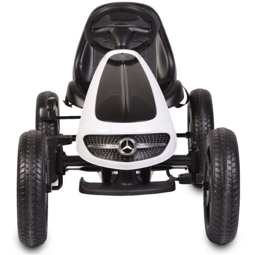 Kart cu pedale pentru copii HECHT Mercedes Benz, varsta copii 3-7 ani, 108.5 x 61 x 62 cm, roti 30 cm, greutate maxima suportata 25 kg, alb/negru