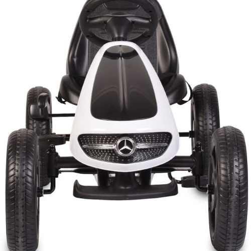 Kart cu pedale pentru copii HECHT Mercedes Benz, varsta copii 3-7 ani, 108.5 x 61 x 62 cm, roti 30 cm, greutate maxima suportata 25 kg, alb/negru