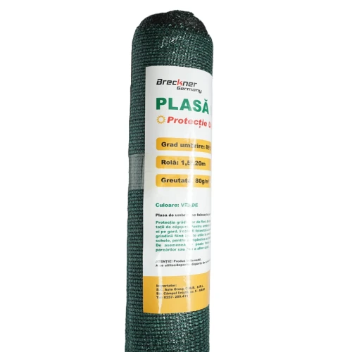 Plasa umbrire 85% latime 1.5M, lungime 20M verde din polietilena cu protectie UV