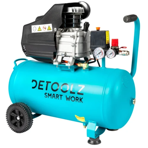 Compresor Detoolz 50L cu ulei, 1680 W, debit 206L/min, 8 bar, 2 prize de aer