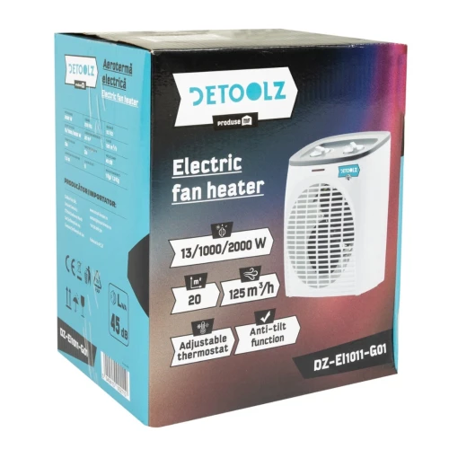 Aeroterma electrica Detoolz 1000/2000W, carcasa plastic