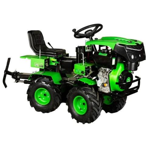 Motocultivator Ride-On Micul Fermier, 17CP, capacitate cilindrica 530 CC, motor 4 timpi, 4X4, 4 viteze, 2 cutii de viteze, pornire electrica, sistem hidraulic