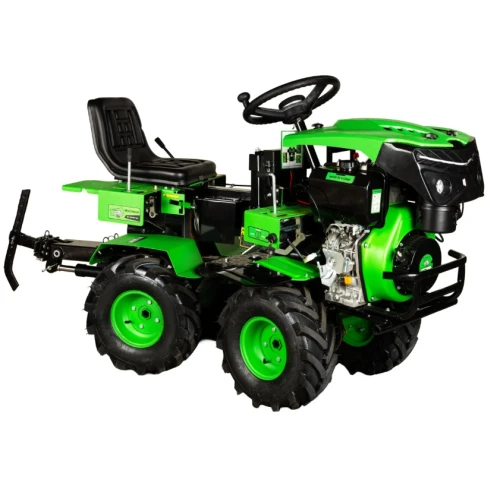 Motocultivator Ride-On Micul Fermier, 17CP, capacitate cilindrica 530 CC, motor 4 timpi, 4X4, 4 viteze, 2 cutii de viteze, pornire electrica, sistem hidraulic