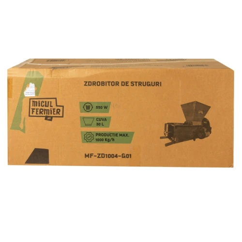 Zdrobitor struguri electric Micul Fermier 0.55kW, cuva 30L, capacitate maxima de productie 1000 Kg/h, cu desciorchinator