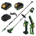  Set multifuncțional pe acumulator: foarfecă de grădină, fierăstrău cu lanț, trimmer și tijă telescopică PARTNERPRO, 2 acumulatori, brushless PP-FFTP 7 IN 1 
