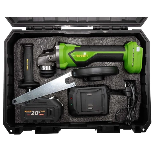 Polizor unghiular pe acumulator PROCRAFT PGA22 1 × acumulator 20V / 4Ah, Brushless