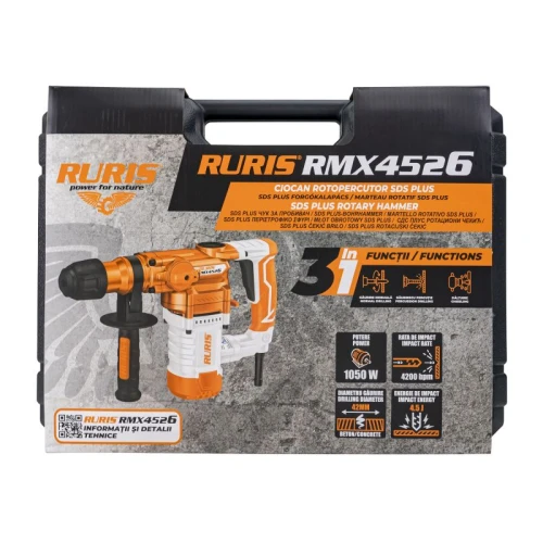 Ciocan rotopercutor SDS Plus RURIS RMX 4526 1050 W