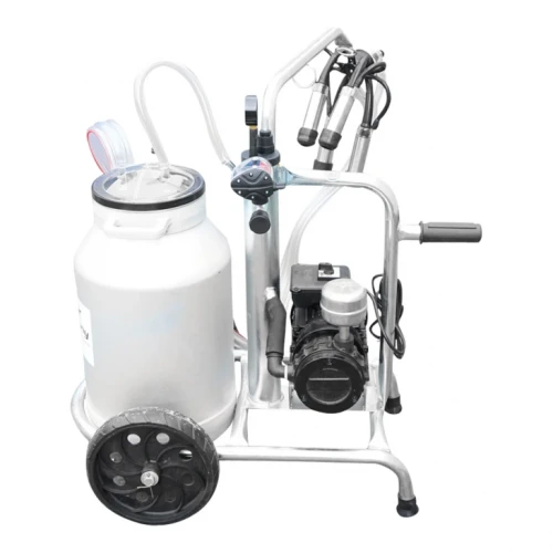 Aparat de muls vaci cu grup colector 160cc, sasiu galvanizat, bidon aluminiu 30L, 1 post, pahar inox Breckner Germany