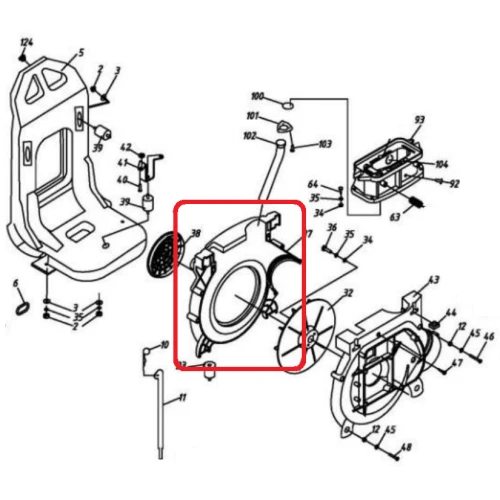Carcasa RURIS PSA103-2-37, pentru atomizor Ruris A102, A103, A103S, Hercules 100, 3WF 2.6, 3WF 2.7