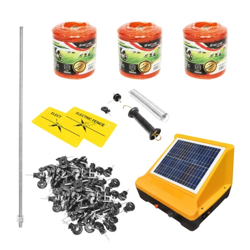 Kit gard electric 12V 4 Joule, panou solar 20W baterie 12V/12Ah, lungime fir electric 1500m Breckner Germany