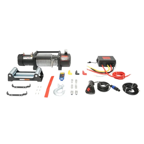 Troliu electric cu telecomanda 12V, 6.5cp, 6.1T (13500lbs) cablu otel 9x24m solenoid 400A Breckner Germany