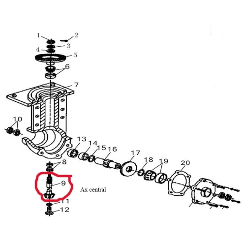 Ax central transmisie RURIS PS1001ksd-4-3a, 10 dinti, pentru motocultor Ruris 1001KSD