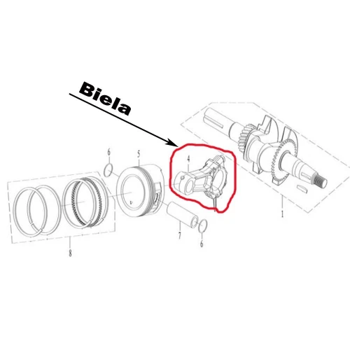 Biela RURIS PS168f-4-4, pentru motosapa Ruris 6 cp, 6.5 cp, 7 cp