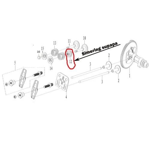 Simering supapa motor 168f RURIS PS168f-5-12, pentru motosape Ruris 6 cp, 6.5 cp, 7 cp