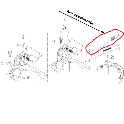 Arc acceleratie RURIS PS168f-9-6, pentru motosapa Ruris 6 cp, 6.5 cp, 7 cp