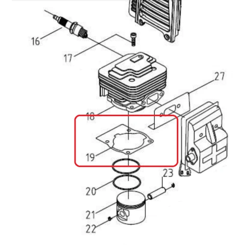 Garnitura cilindru RURIS PS633es-1-19, pentru motocositoarea Ruris 633ES