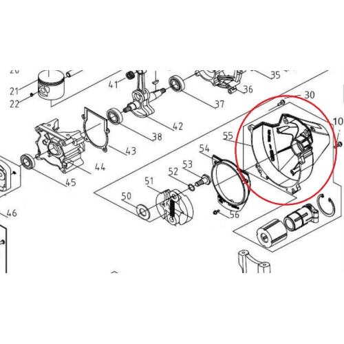 Ansamblu carcasa ambreiaj RURIS PS633es-1-55, pentru motocositoarea Ruris 633ES