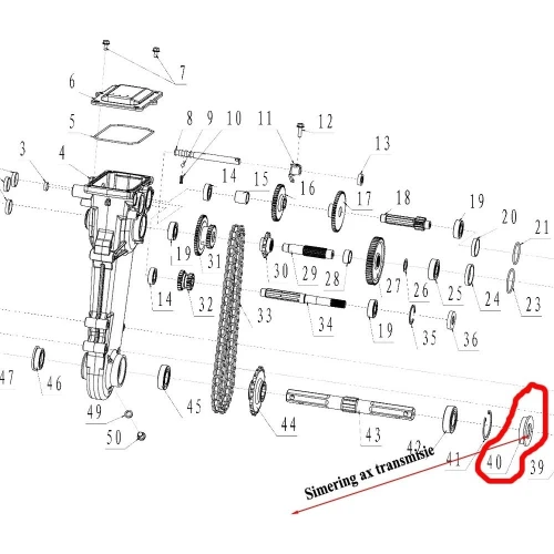 Simering stanga ax transmisie RURIS PS6500k-1-40, 52 x 25 x 10 mm, pentru motosapa Ruris, Dac, Zimbru, Gigant