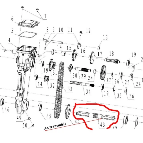 Ax canelat transmisie RURIS PS6500k-1-43, pentru motosapa Dac, Ruris, Gigant, Zimbru