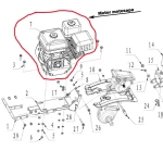 Motor original RURIS PS6500k-3-7c, pentru motosapa Ruris 7009K, 7 CP, 4 timpi, benzina