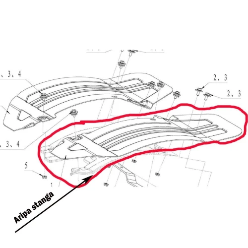 Aripa stanga RURIS PS6500k-5-1, pentru motosapa Ruris 6 cp, 6.5 cp, 7 cp