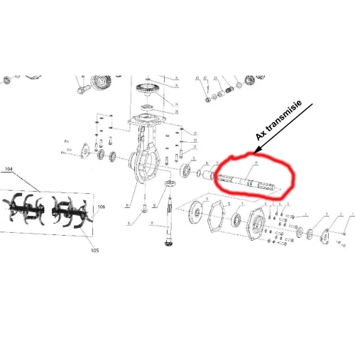 Ax transmisie RURIS PS731-2-12, pentru motocultor Ruris 731K