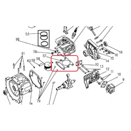 Garnitura chiuloasa RURIS PS731c-1-57, pentru motocositoarea Ruris 731C