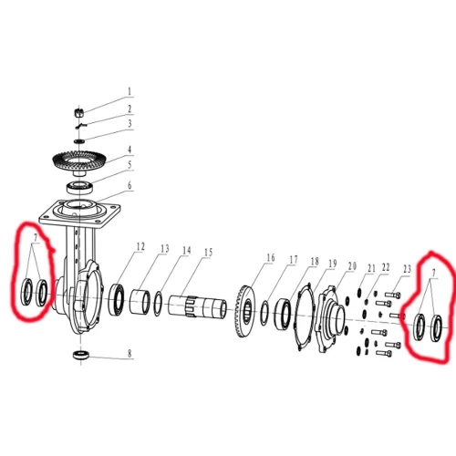 Simering carcasa reductor RURIS PS815-5-7, 45 x 62 x 8 mm, pentru motocultor Ruris 815, 913, 915, 1150KS, 1250KF
