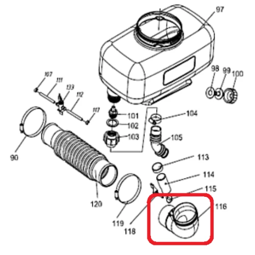 Cot racord RURIS PSA109S-2-116, pentru pulverizatorul Ruris A109S