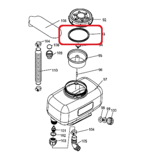 Garnitura capac RURIS PSA109S-2-93, pentru pulverizatorul Ruris A109S