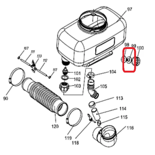 Teava de legatura RURIS PSA109S-2-99, pentru pulverizatorul Ruris A109S