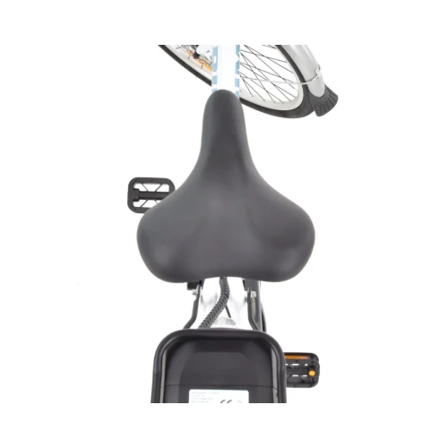 Bicicleta electrica Hecht prime white cu sasiu din aluminiu schimbator shimano acumulator 36 v