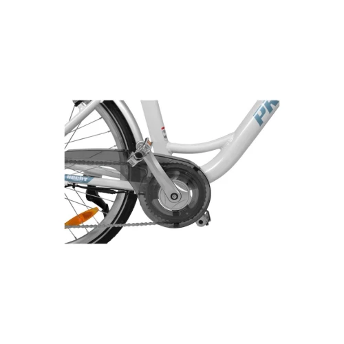 Bicicleta electrica Hecht prime white cu sasiu din aluminiu schimbator shimano acumulator 36 v